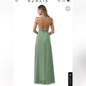 Bridesmaid dress. Azazie. A line, princess style. Matcha color. Worn once.